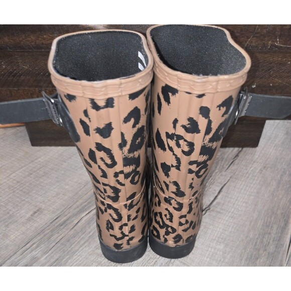 HUNTER Size 8 Original Leopard Print Refined Short Rain Cheetah Boots - Picture 4 of 6